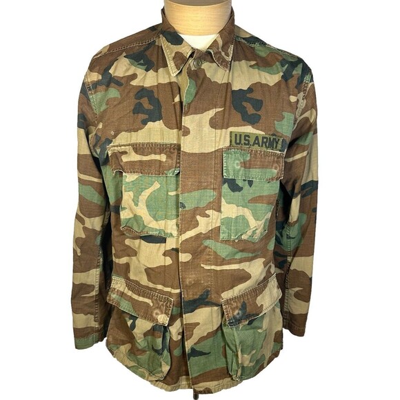 Vintage 90's US Army Woodland Camo Button Up Shirt - Picture 1 of 5